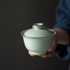 景德镇三才盖碗天青汝窑开片可养泡茶碗功夫茶具单个大号茶碗定制