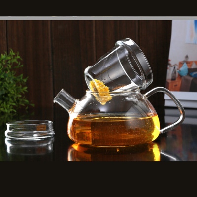 花草茶具 耐高温玻璃茶壶 泡茶壶 三件式玻璃漏茶壶 耐热玻璃茶具
