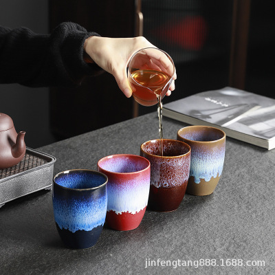 陶瓷暖手杯窑变杯品茗杯个人单杯天目建盏曜变主人杯茶盏