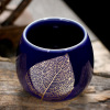 霁蓝釉主人茶杯天目建盏茶盏枫叶品茗杯个人杯陶瓷功夫茶具小茶碗