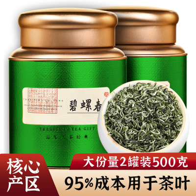 茶叶绿茶碧螺春高山绿茶2023新茶叶浓香型云雾绿茶炒香清香型500g