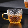 小茶杯耐热玻璃日式锤纹功夫茶具品茗杯家用带把水杯小杯子品茶杯