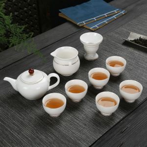 高档德化玉白瓷套装整套羊脂玉功夫茶具茶壶盖碗茶杯家用陶瓷礼品