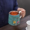 珐琅彩办公杯女带手柄喝茶杯茶水分离泡茶杯子陶瓷家用大容量水杯