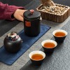 黑陶便携旅行茶具套装一壶三杯一罐快客杯户外功夫泡茶包定制LOGO