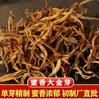 批发2023年早春云南滇红茶 蜜香型大金芽 单芽金丝500克散装红茶 