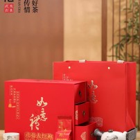 大红袍茶叶浓香型乌龙茶新茶正宗武夷岩茶高档礼盒茶具装300g