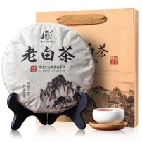 批发价5年福鼎老白茶饼寿眉茶叶礼盒装350g送茶架配套礼袋