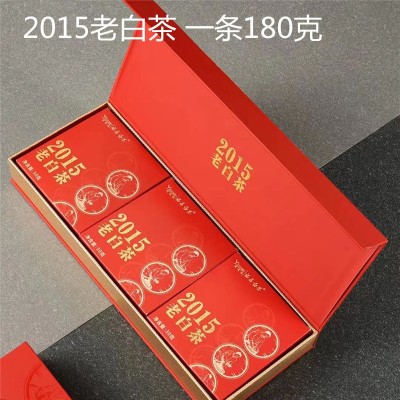 福鼎白茶2015年贡眉高山老白茶小方片枣香味饼干茶礼盒装180g一条
