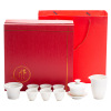 慕器薄胎盖碗白瓷功夫茶具套装批发开业送礼陶瓷茶具红色礼盒装