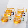 耐高温玻璃小茶杯彩把杯耐热杯子品茶杯功夫茶具高硼硅玻璃品茗杯