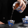 鎏银茶具套装家用功夫泡茶器银茶杯珐琅彩泡茶壶礼盒装送长辈