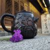 建水紫陶茶壶纯手工浮雕制作
