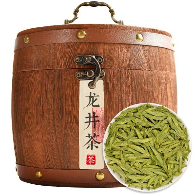 龙井绿茶2020新茶 明前杭州龙井茶浓香型茶叶木桶礼盒装250g