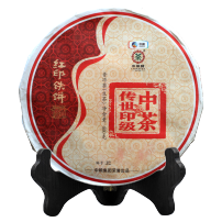 云南普洱茶 2016年 中茶牌 红印铁饼 传世印级生茶 400g 中粮集团